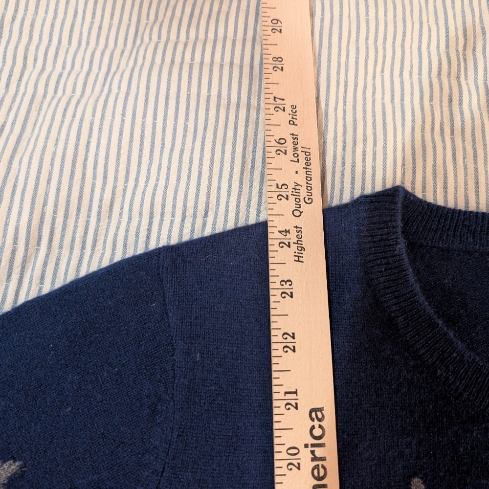 CASHMERE navy Blue Grey Stars Sweater XL Peck and Peck - Picture 3 of 4